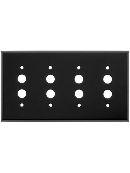 Classic Four Gang Push Button Switch Plate In Matte Black.
